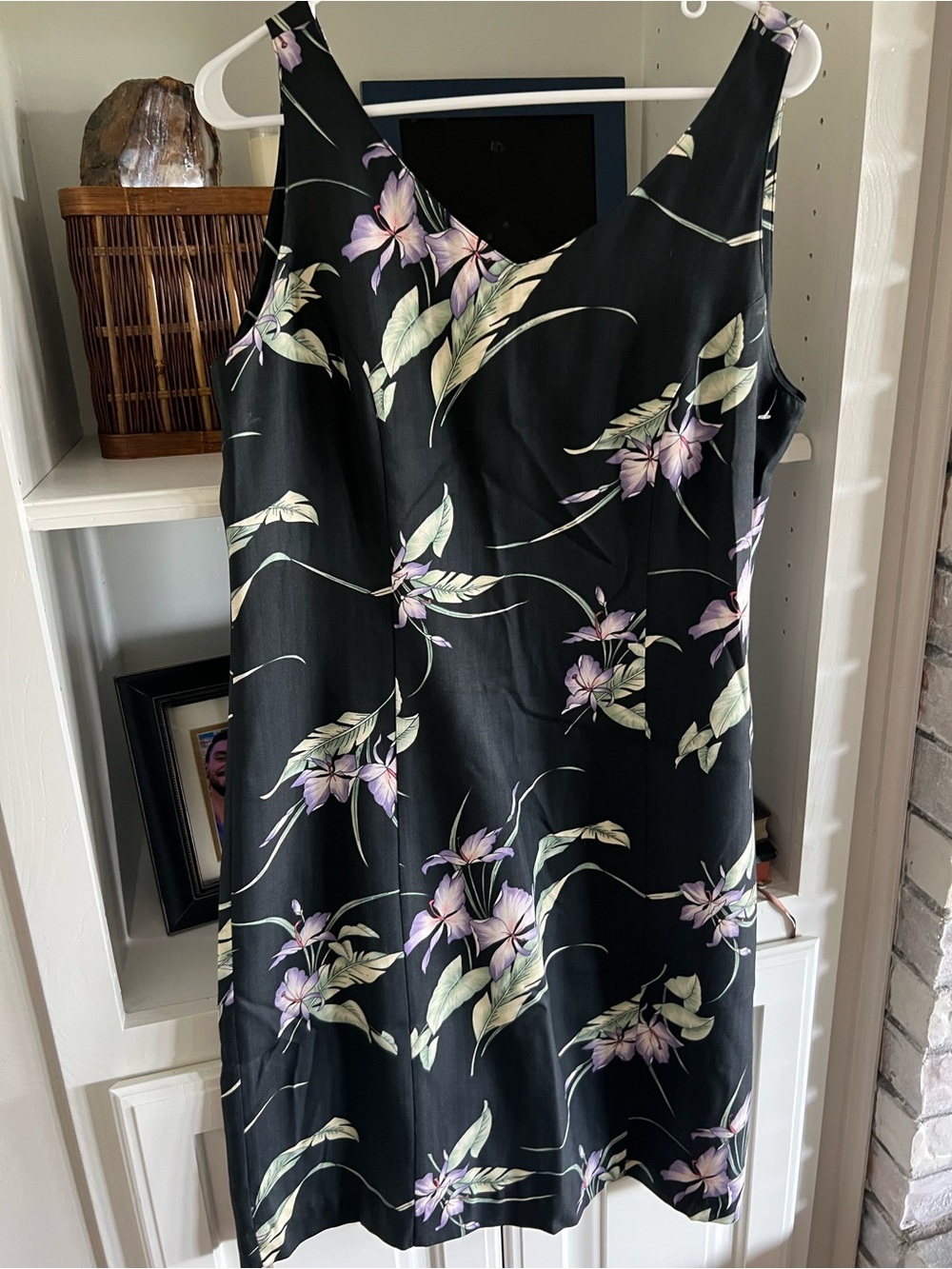 Tommy Bahama Dress Silk Black Floral V-Neck Hawaiian Vacation Resort 12 - Picture 3 of 8
